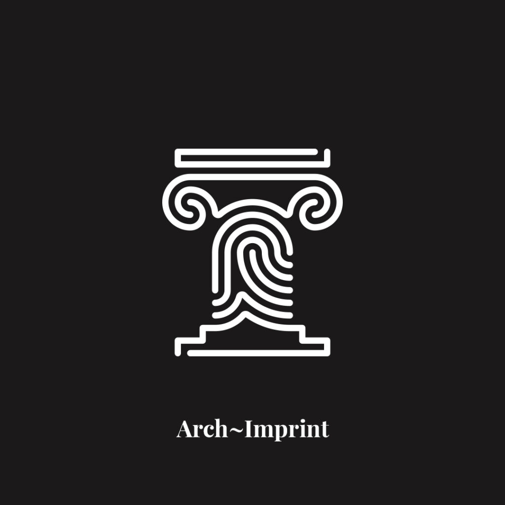 Projekt logo arch imprint- wersja biała