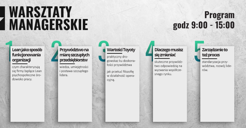 warsztaty managerskie - program - projekt infografiki