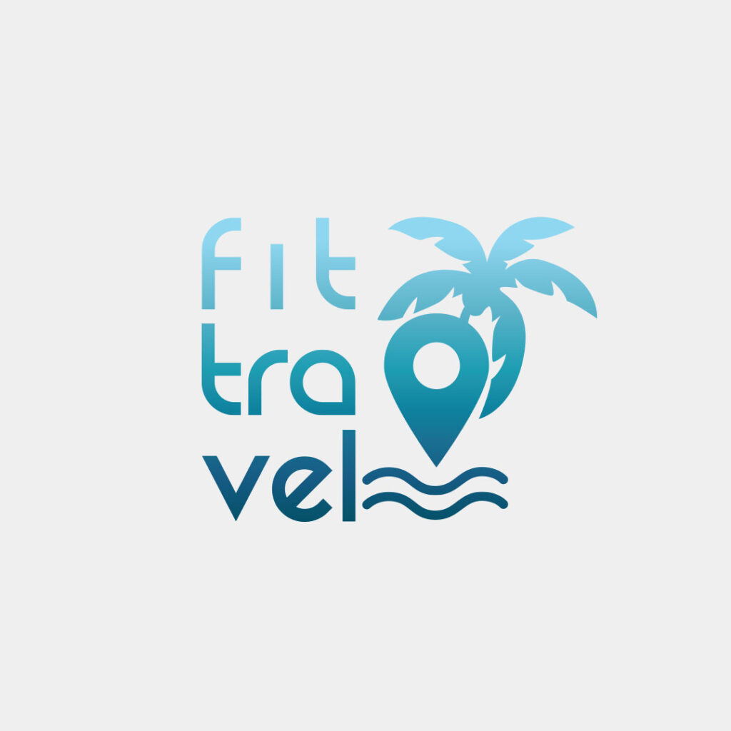 projekt logo Fittravel - w kolorze niebieskiego gradientu