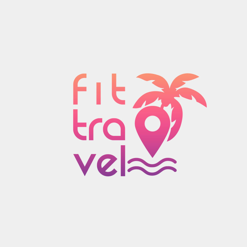 projekt logo Fittravel - w kolorze fioletowego gradientu