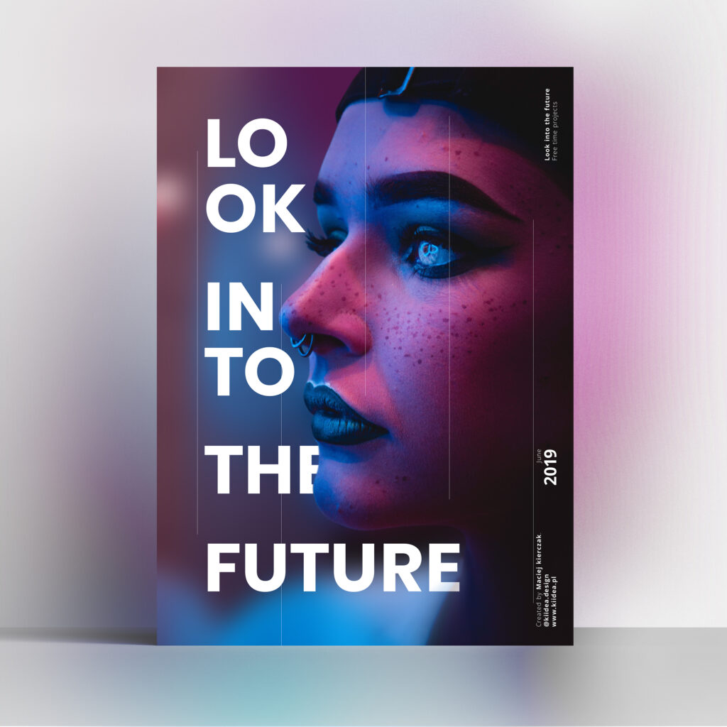 plakat look into the future - projekt graficzny