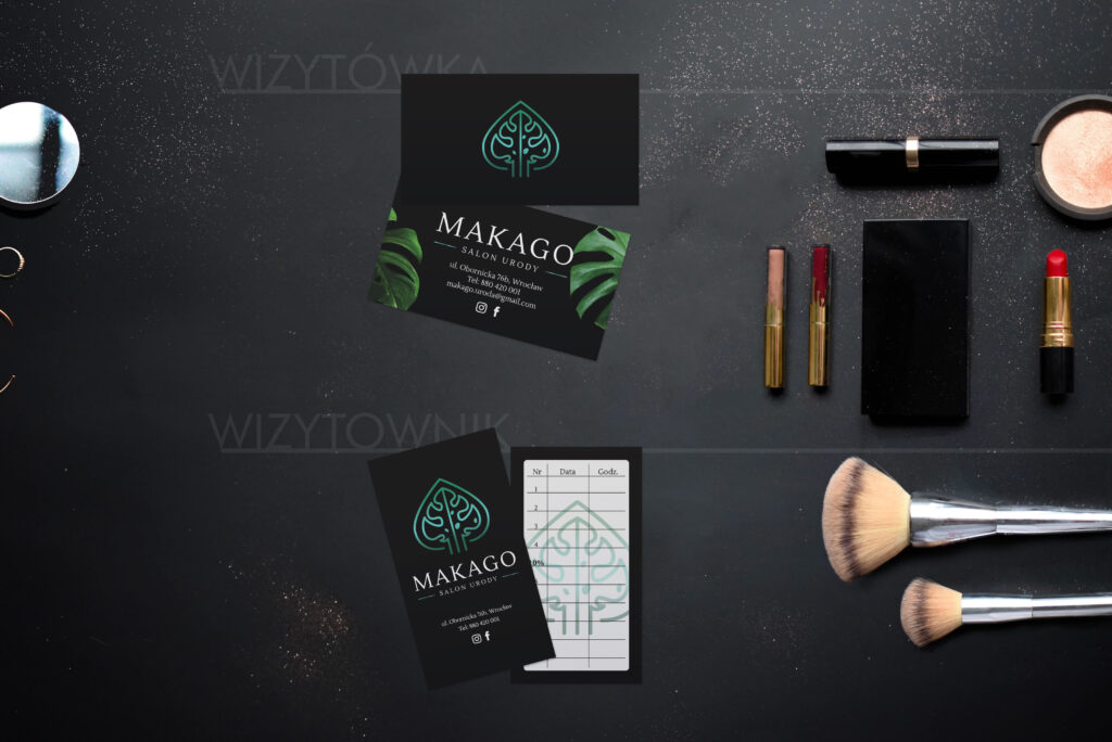 Projekt wizytówki salonu urody Makago - wizualizacja 3d