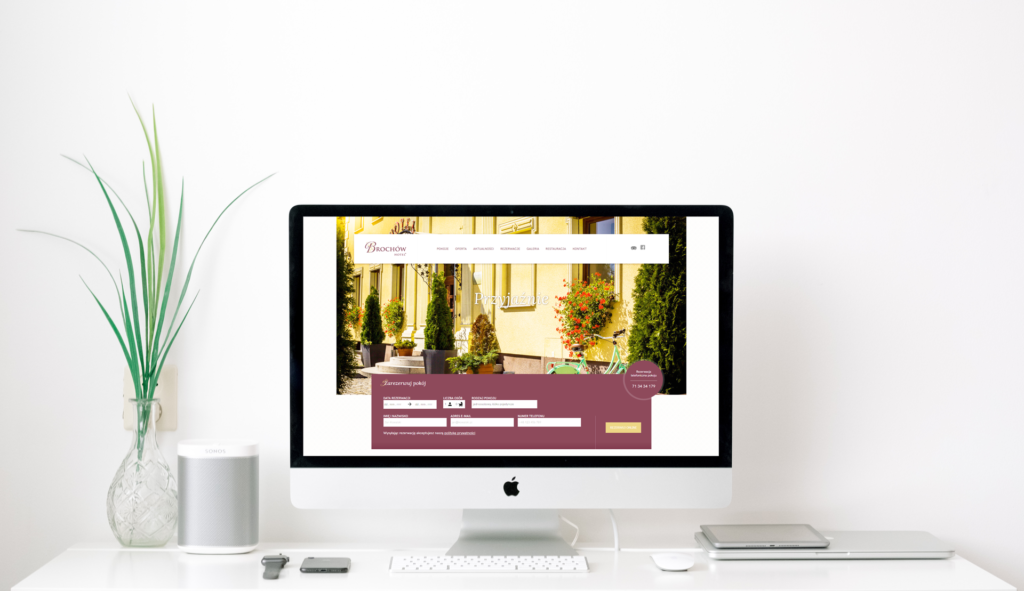 Wizualizacja realizacji strony internetowej Hotel Brochów - wersja desktop