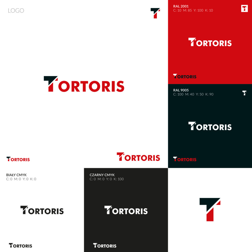 Projekt logo Tortoris - wersje kolorystyczne
