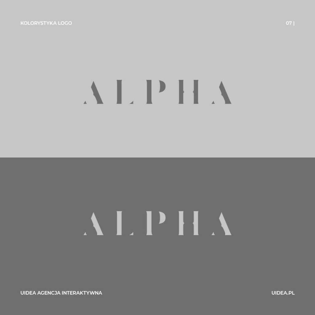 Projekt logo Alpha - kolorystyka