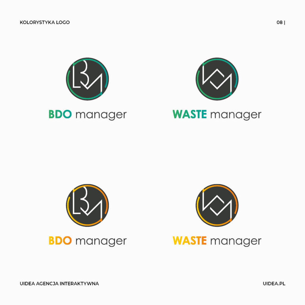 Projekt logo BDO Maganger i Waste Manager - wersje kolorowe