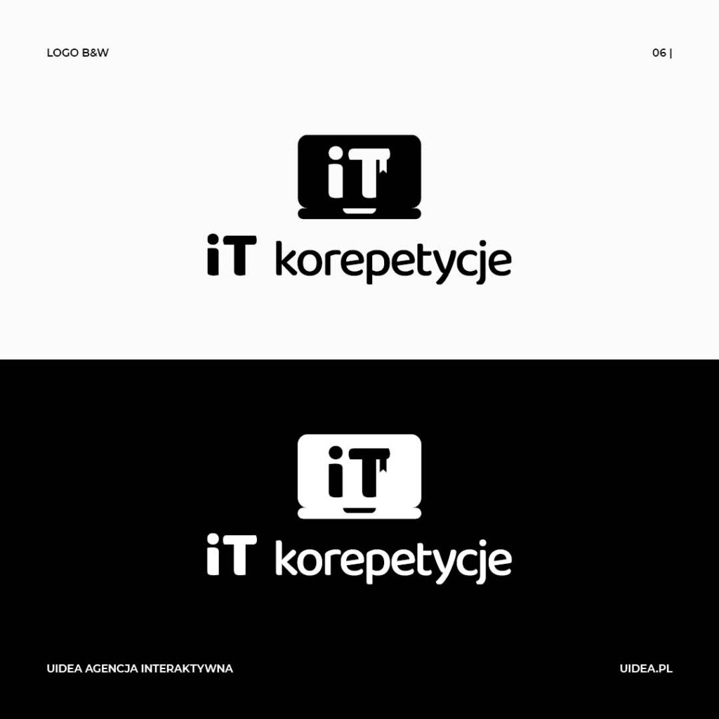 Projekt logo It korepetycje - wersje czarna i biała