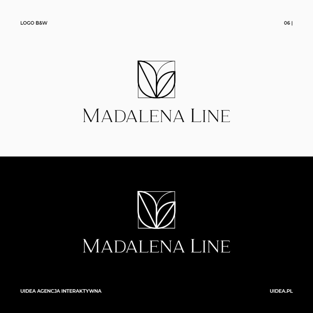 Projekt graficzny logo Madelena Line wersja czarna i biała