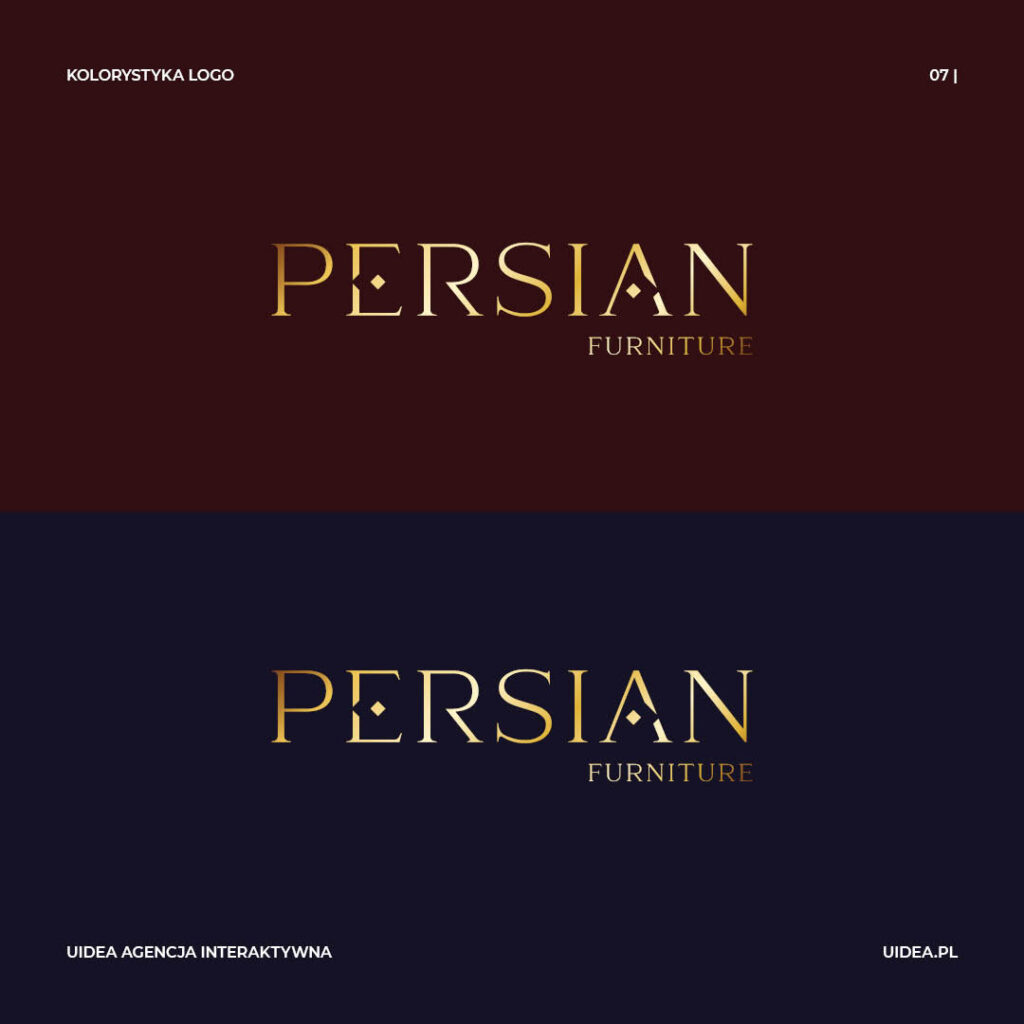 Projekt logo Persian Furniture - kolorystyka