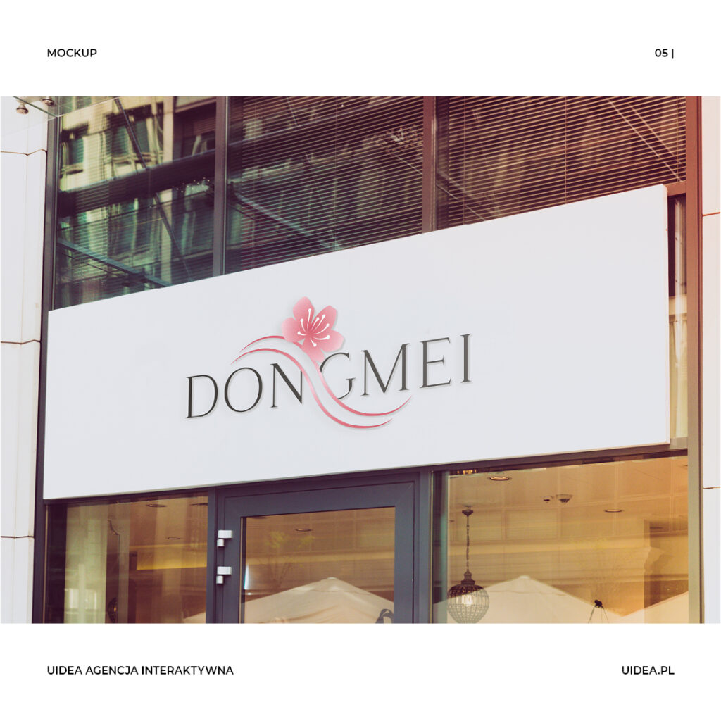 Projekt graficzny logo Dongmei - wizualizacja na banerze sklepu stacjonarnego