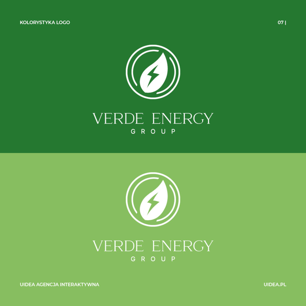 Projekt graficzny logo Verde Energy Group - kolorystyka