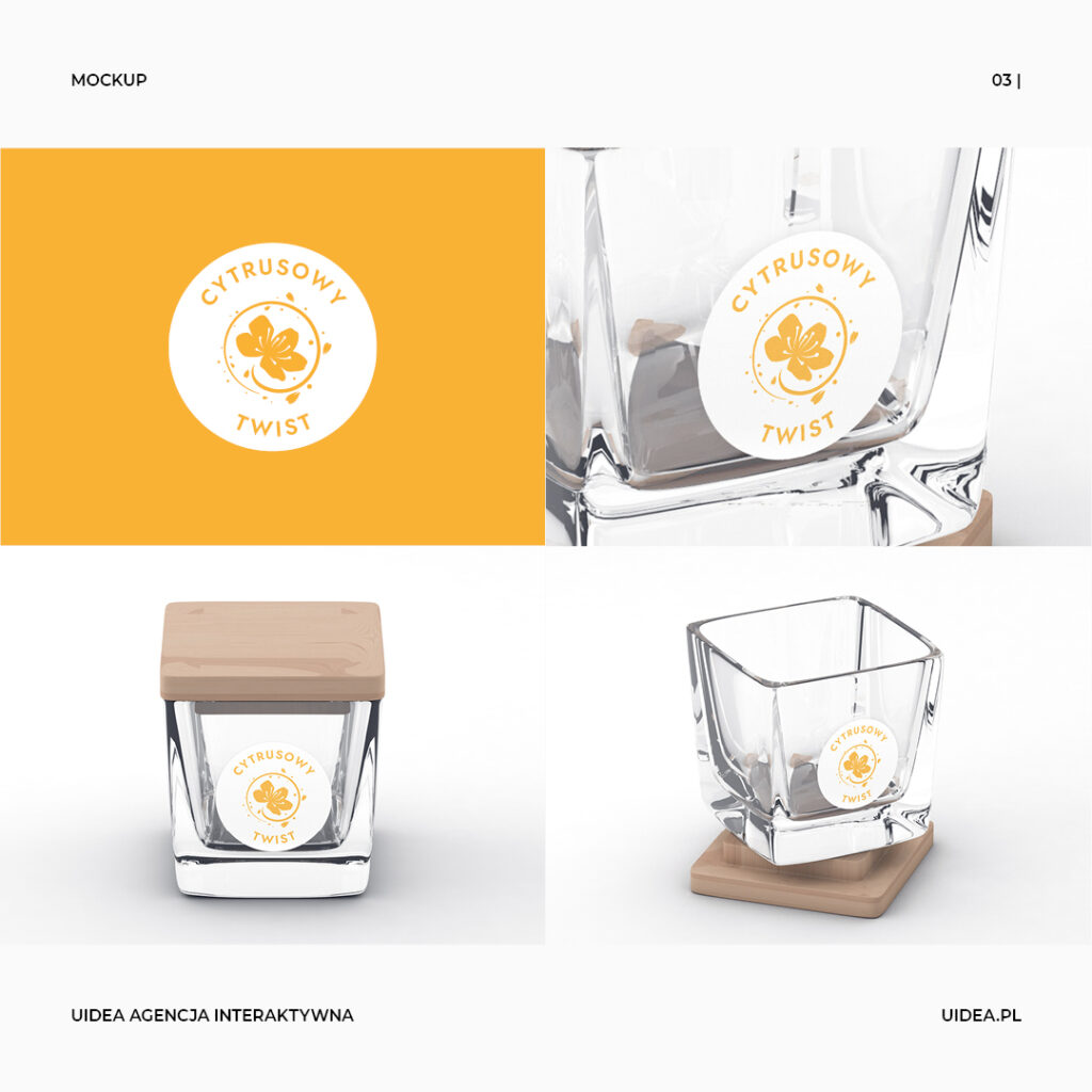 Projekt etykiet dla Dongmei - wizualizacja etykiety świecy zapachowej wersja żółta