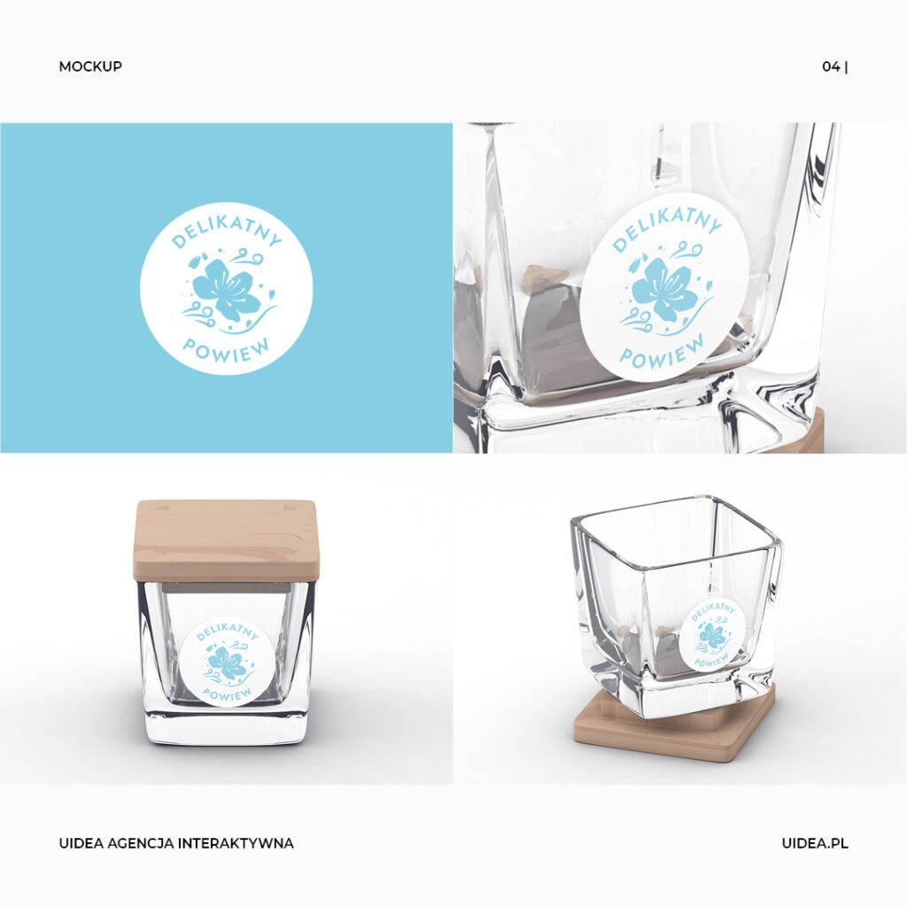 Projekt etykiet dla Dongmei - wizualizacja etykiety świecy zapachowej wersja niebieska