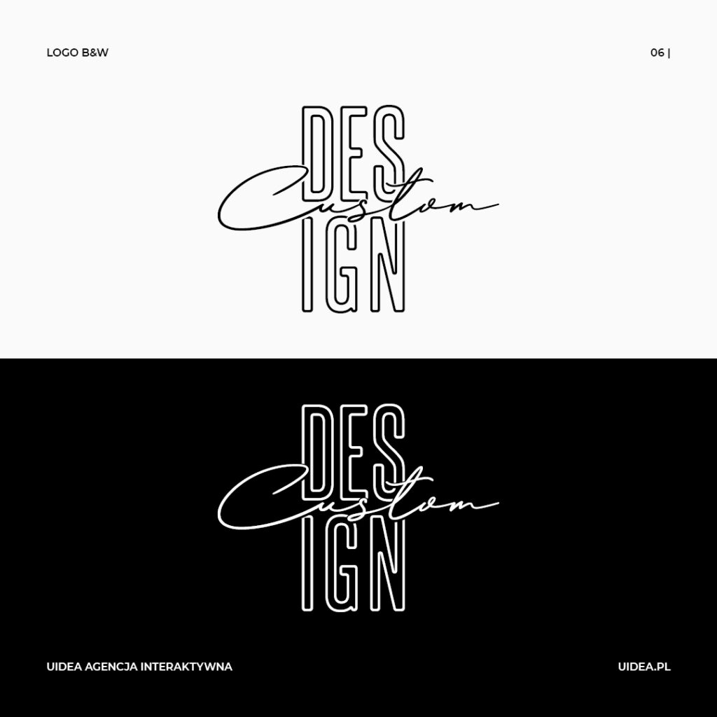 Projekt graficzny logo Custom Design by Karoling Jung - wersje czarna i biała