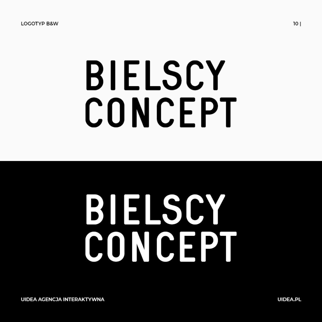 Projekt graficzny logo Bielscy Concept - logotyp wersja czarna i biała