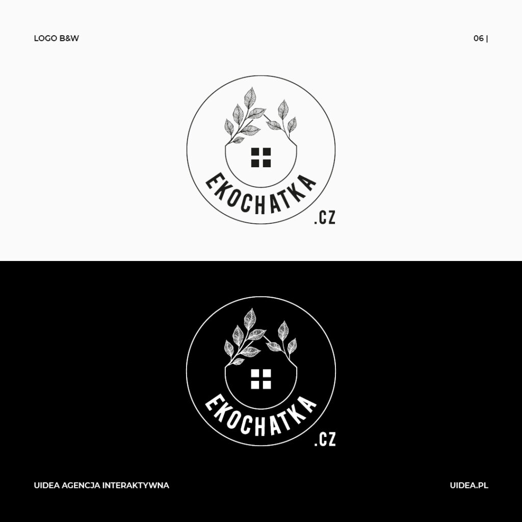Projekt graficzny logo Ekochatka.cz - czarne i białe