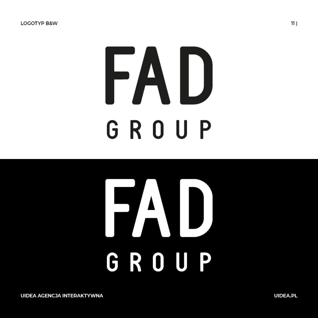 Projekt logo FAD Group - logotyp czarny i biały