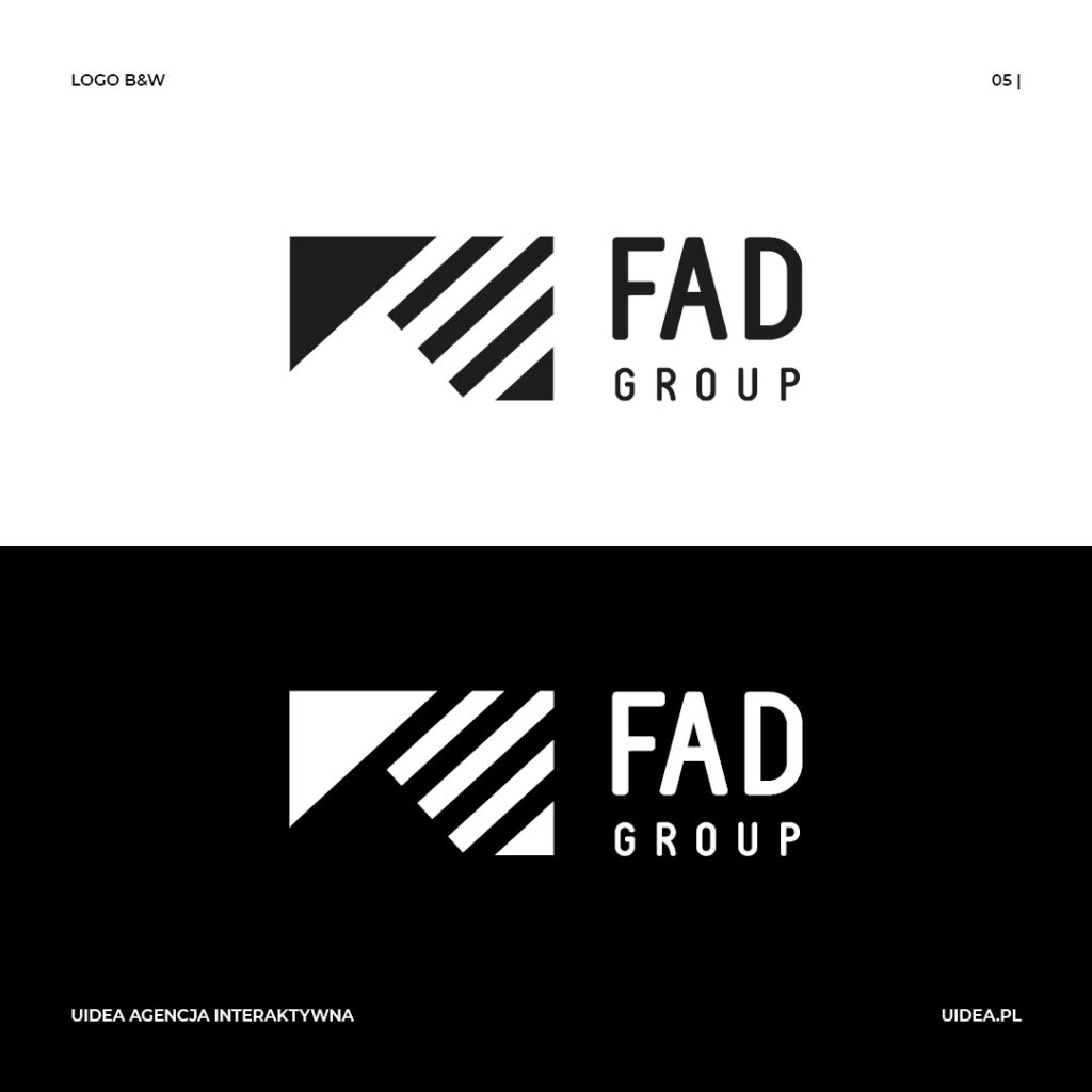 Projekt logo FAD Group - wersje czarna i biała