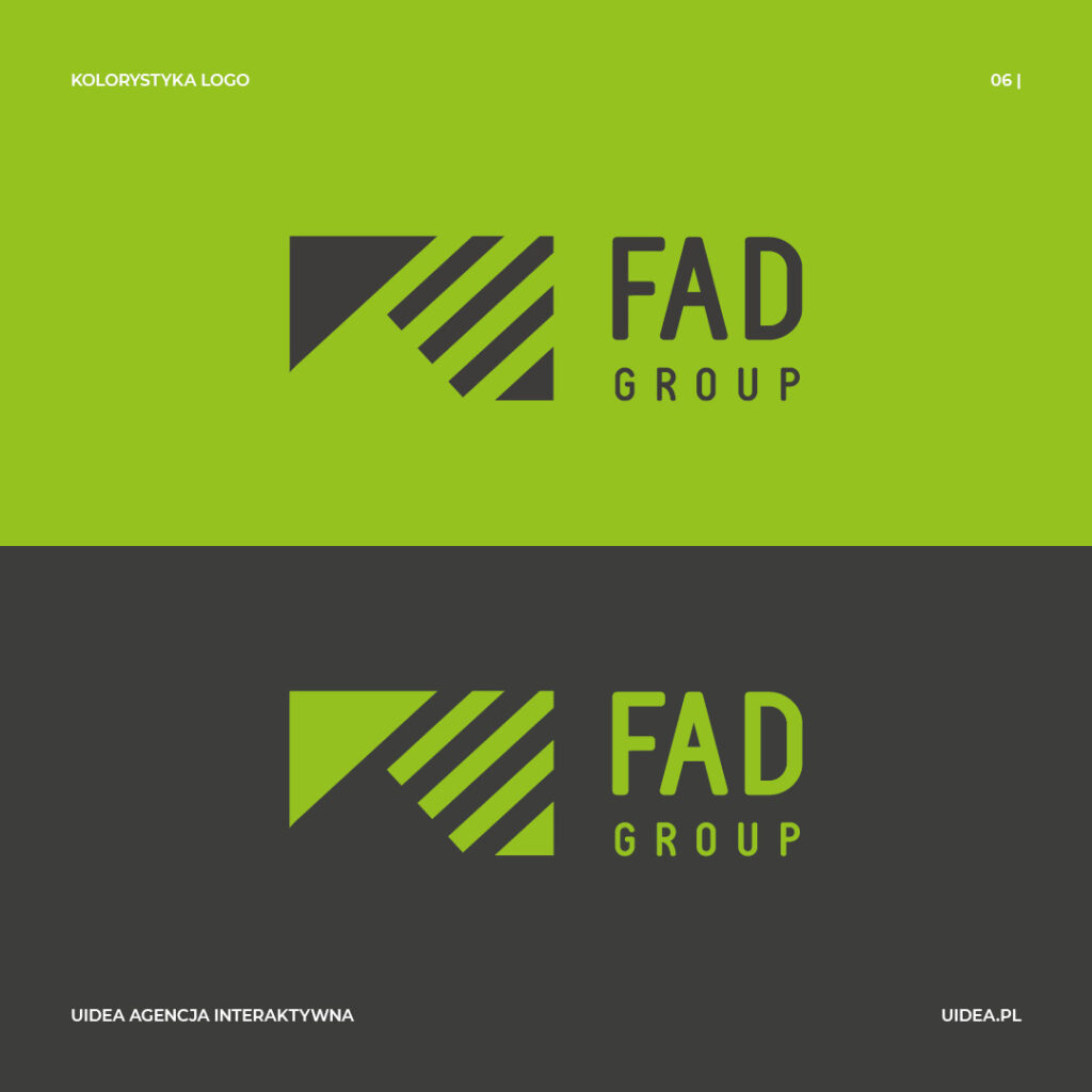 Projekt logo FAD Group - kolorystyka