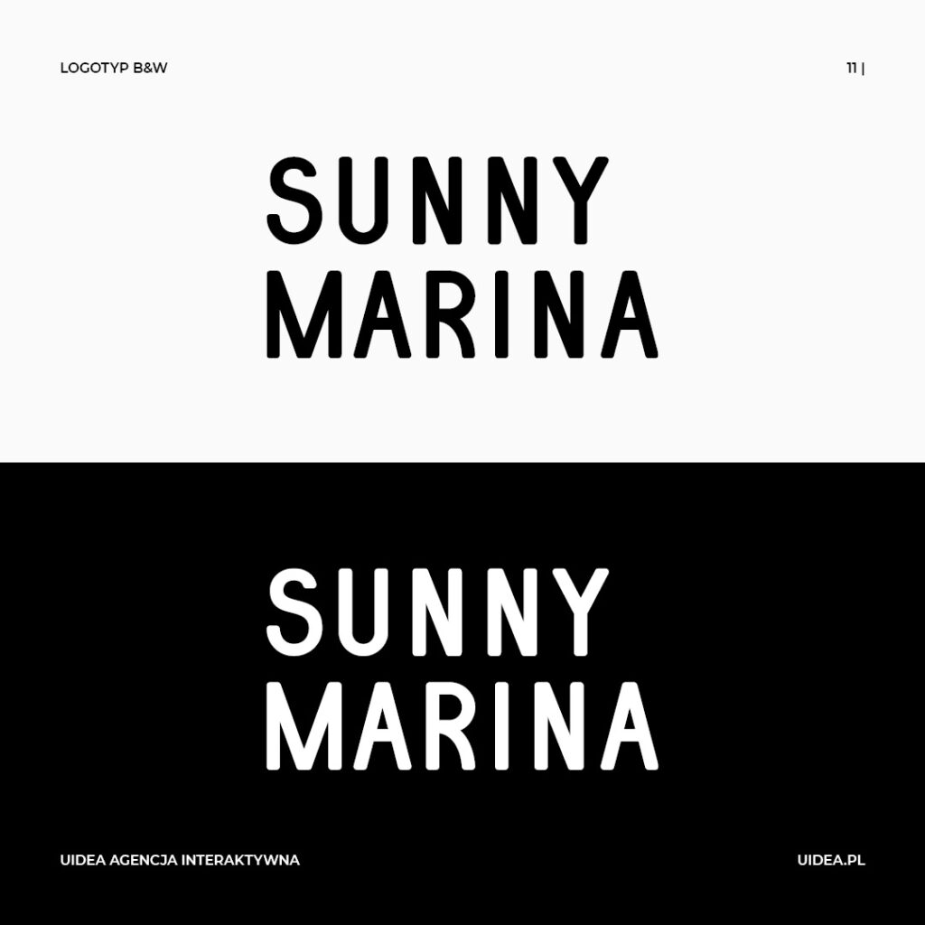 Projekt graficzny logo Sunny Marina - logotyp czarny i biały
