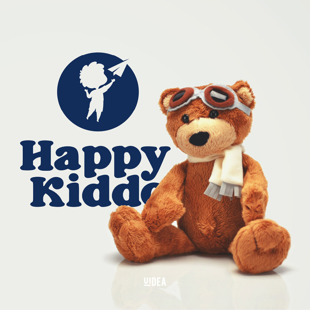 happy kiddo prezentacja logo miś pluszowy